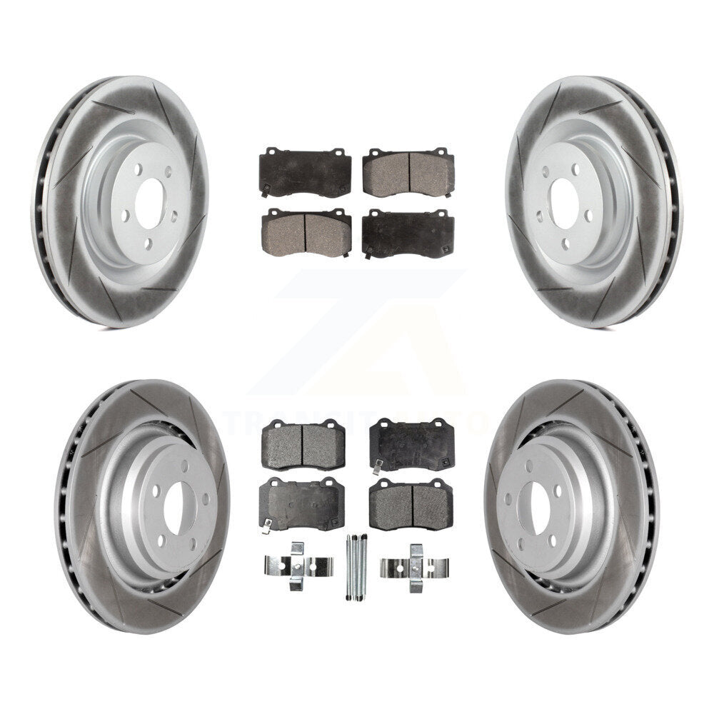 Front Rear Coated Brake Rotor & Ceramic Pad Kit For Dodge Charger Chrysler 300 Challenger KGT-100769