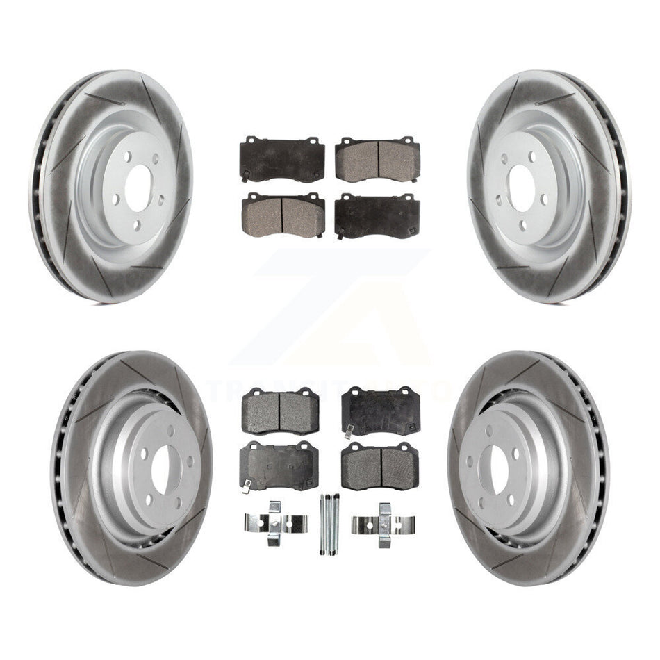 Front Rear Coated Brake Rotor & Ceramic Pad Kit For Dodge Charger Chrysler 300 Challenger KGT-100769