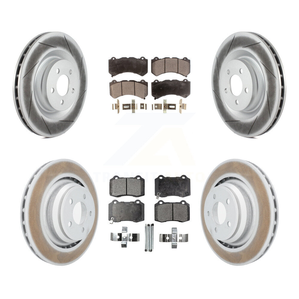 Front Rear Coated Disc Brake Rotors And Ceramic Pads Kit For Dodge Challenger Charger KGT-100771