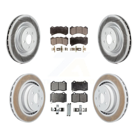 Front Rear Coated Disc Brake Rotors And Ceramic Pads Kit For Dodge Challenger Charger KGT-100771