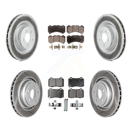 Front Rear Coated Disc Brake Rotors And Ceramic Pads Kit For Dodge Challenger Charger KGT-100772