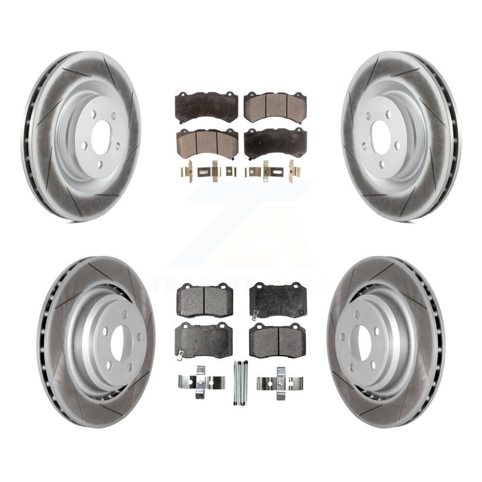 Front Rear Coated Disc Brake Rotors And Ceramic Pads Kit For Dodge Challenger Charger KGT-100772