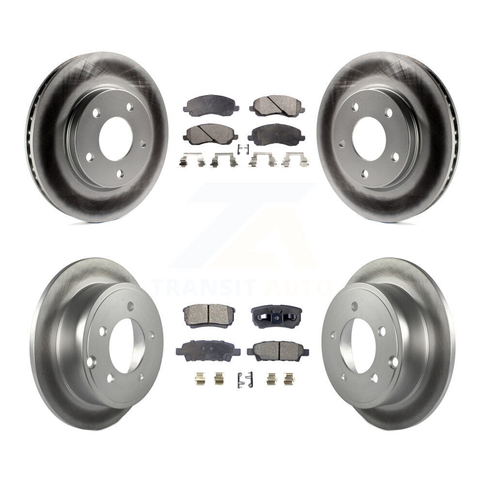 Front Rear Coated Disc Brake Rotors & Ceramic Pad Kit For Mitsubishi Lancer Dodge Caliber KGT-100773