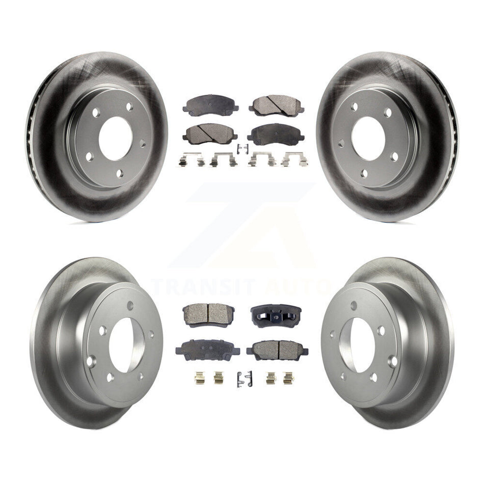 Front Rear Coated Disc Brake Rotors & Ceramic Pad Kit For Mitsubishi Lancer Dodge Caliber KGT-100773