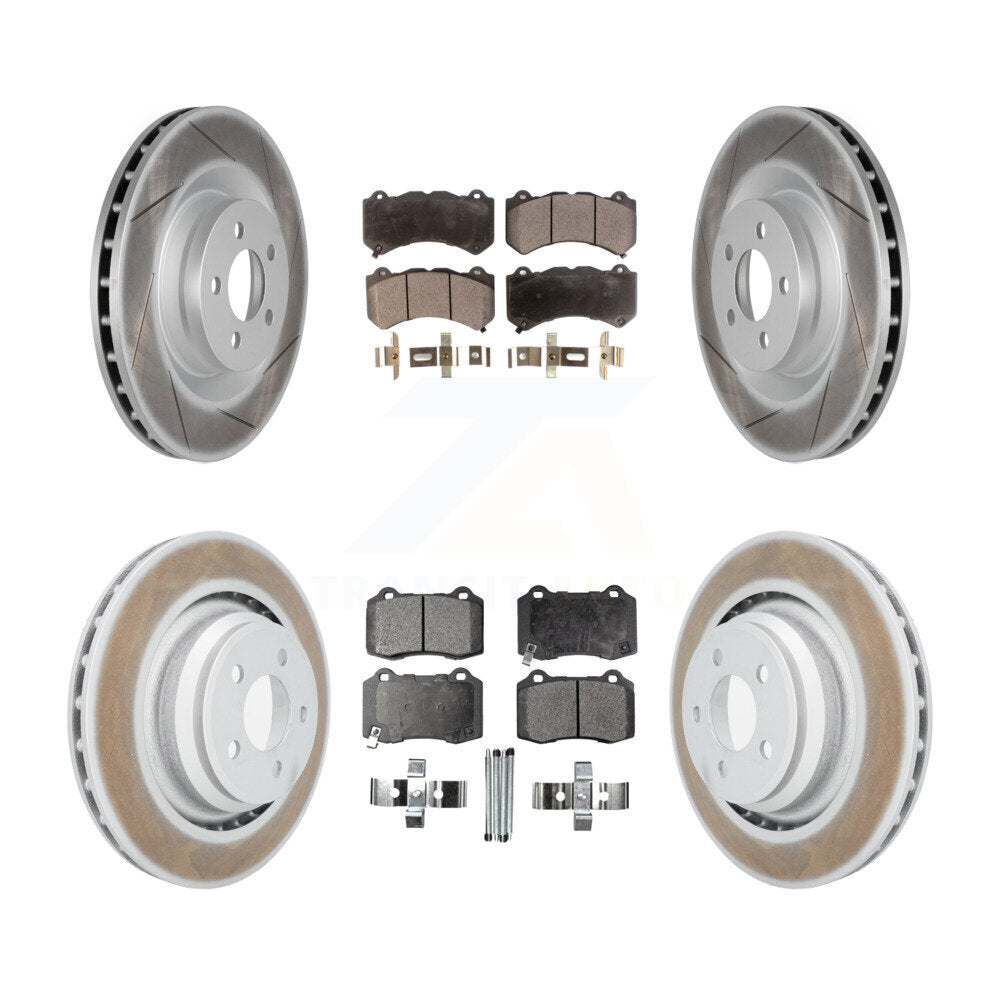 Front Rear Coated Disc Brake Rotors And Ceramic Pads Kit For Dodge Challenger Charger KGT-100788