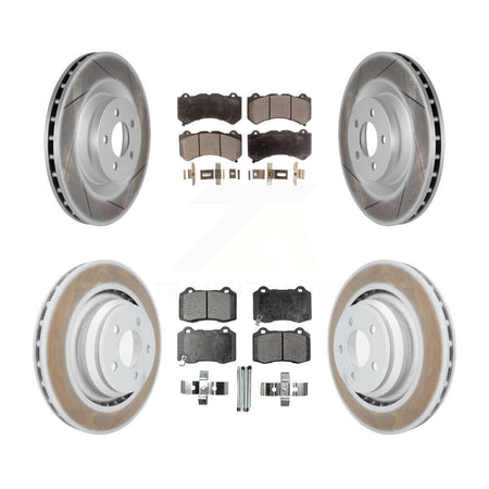 Front Rear Coated Disc Brake Rotors And Ceramic Pads Kit For Dodge Challenger Charger KGT-100788