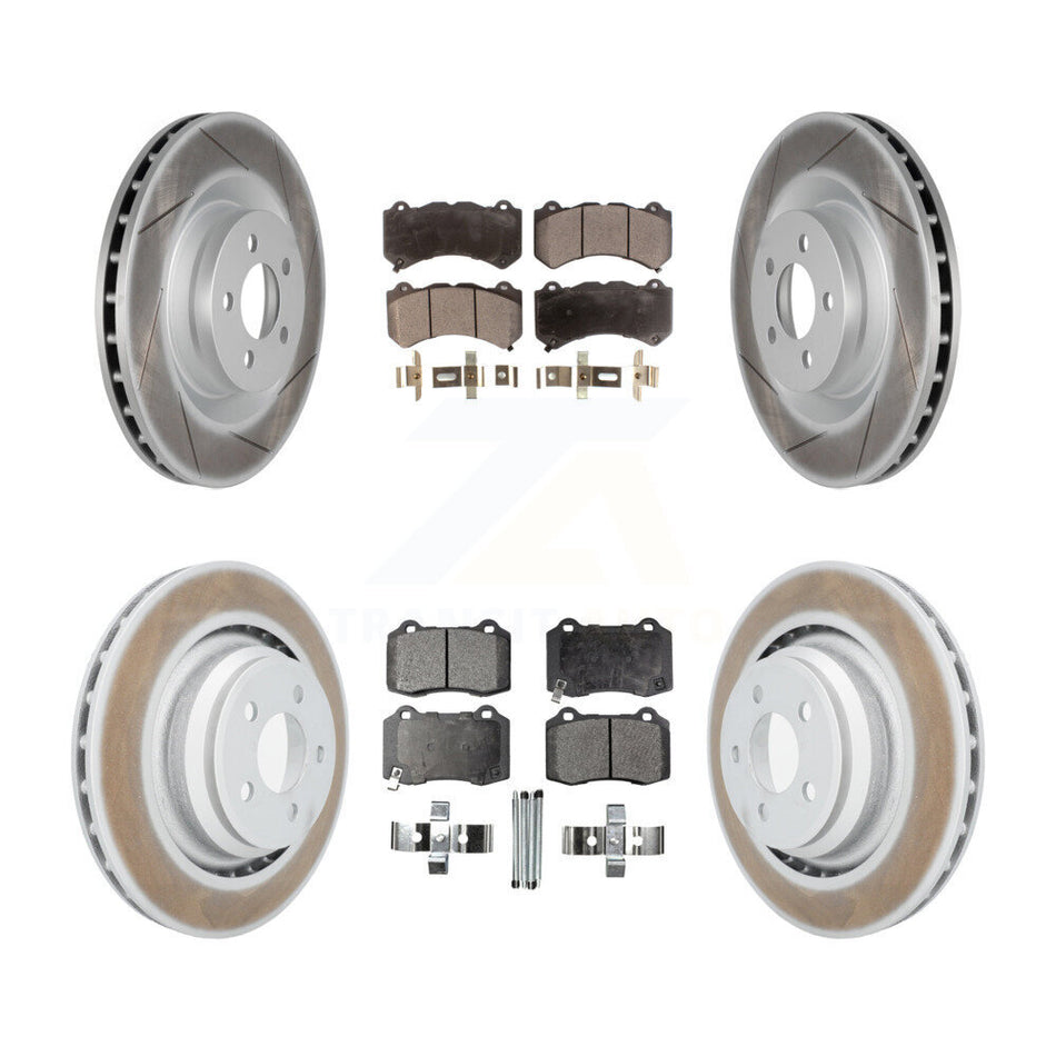 Front Rear Coated Disc Brake Rotors And Ceramic Pads Kit For Dodge Challenger Charger KGT-100788