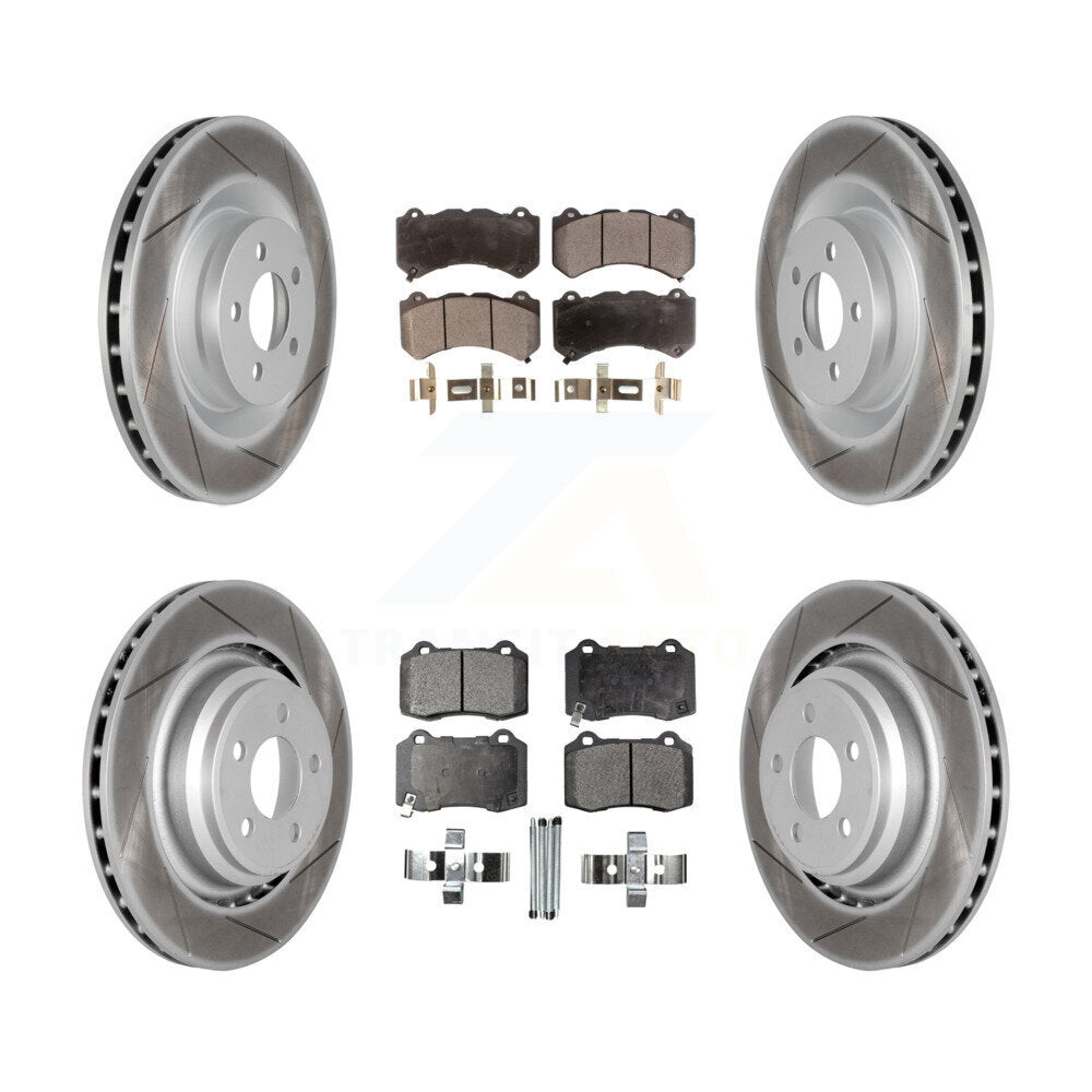 Front Rear Coated Disc Brake Rotors And Ceramic Pads Kit For Dodge Challenger Charger KGT-100789