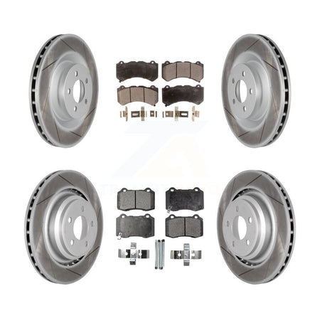 Front Rear Coated Disc Brake Rotors And Ceramic Pads Kit For Dodge Challenger Charger KGT-100789