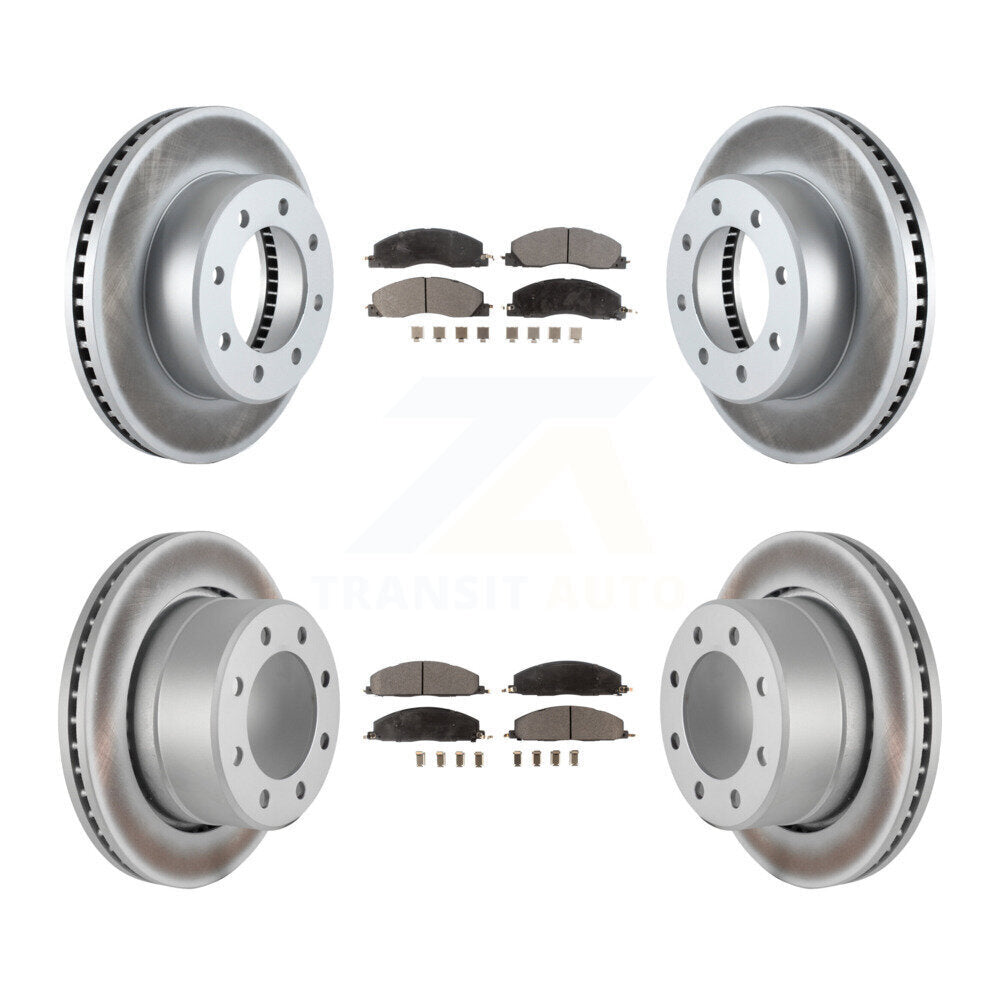 Front Rear Coated Disc Brake Rotors And Ceramic Pads Kit For Ram 3500 2500 1500 Dodge KGT-100790