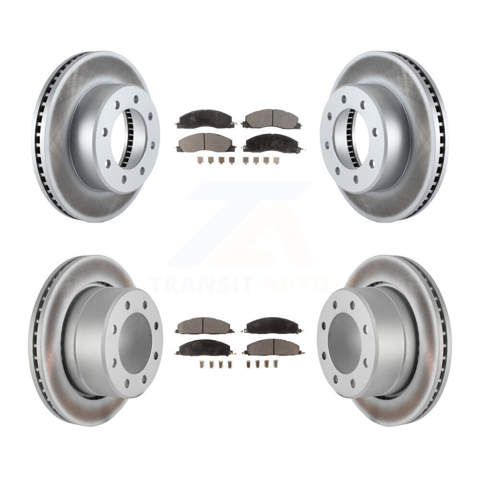 Front Rear Coated Disc Brake Rotors And Ceramic Pads Kit For Ram 3500 2500 1500 Dodge KGT-100790