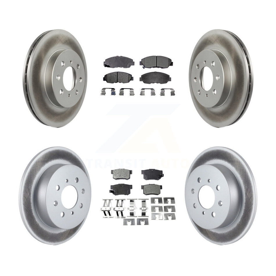 Front Rear Coated Disc Brake Rotors And Ceramic Pads Kit For Honda Civic Acura EL KGT-100802