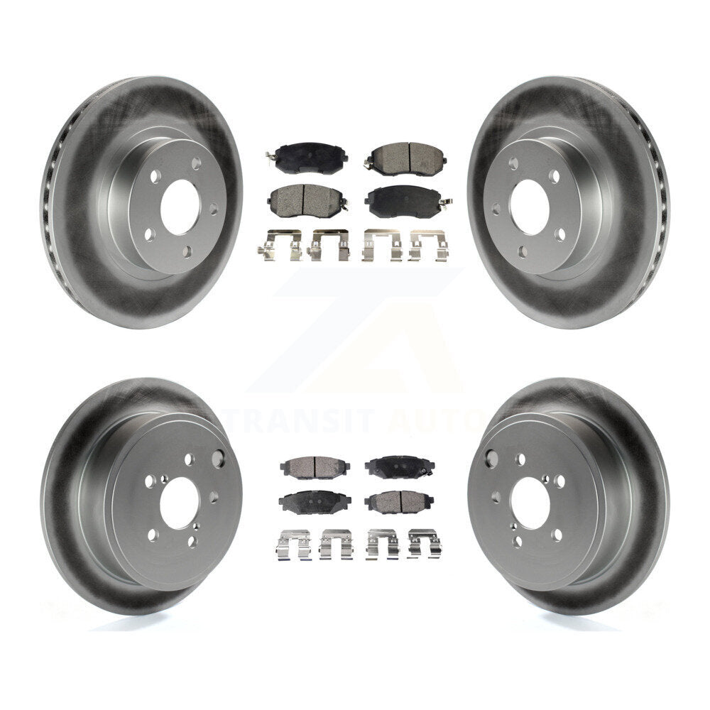 Front Rear Coated Disc Brake Rotors And Ceramic Pads Kit For Subaru Impreza KGT-100825