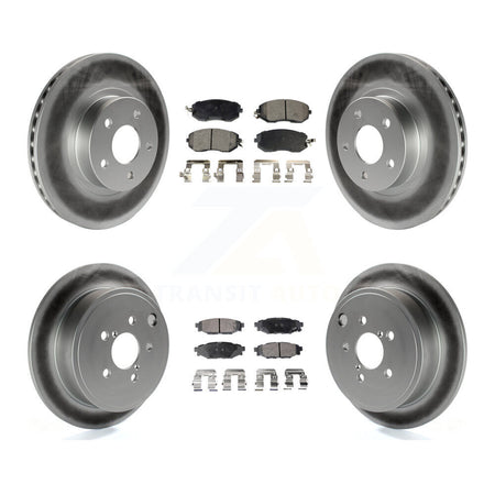 Front Rear Coated Disc Brake Rotors And Ceramic Pads Kit For Subaru Impreza KGT-100825
