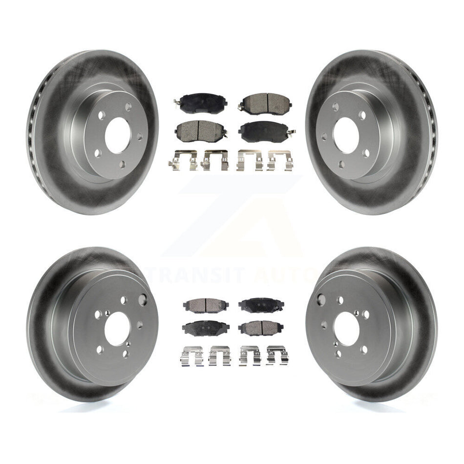 Front Rear Coated Disc Brake Rotors And Ceramic Pads Kit For Subaru Impreza KGT-100825