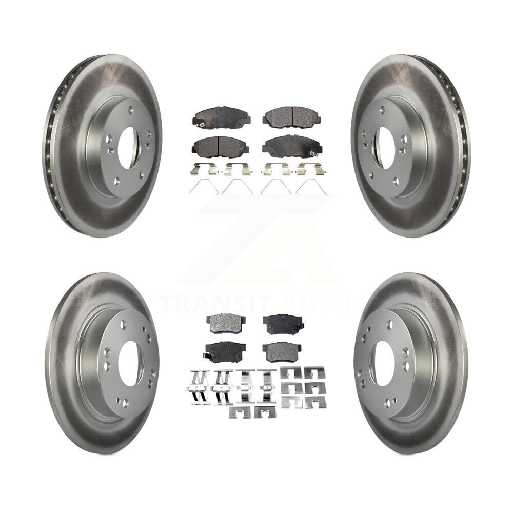 Front Rear Coated Disc Brake Rotors And Ceramic Pad Kit For 2014-2015 Honda Civic Touring KGT-100837