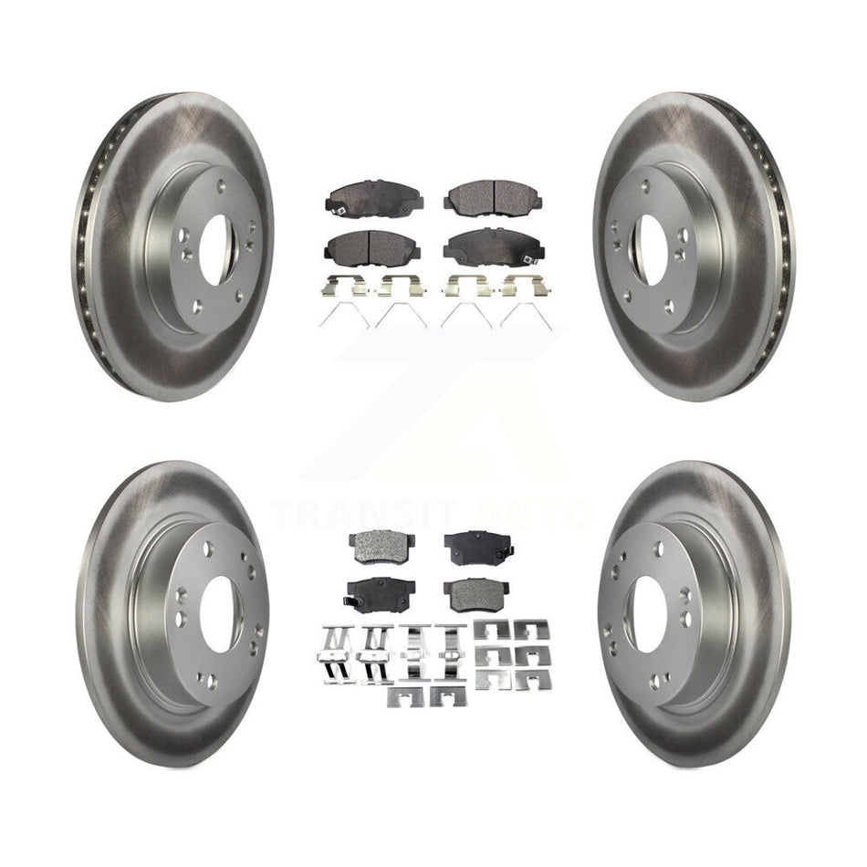 Front Rear Coated Disc Brake Rotors And Ceramic Pad Kit For 2014-2015 Honda Civic Touring KGT-100837