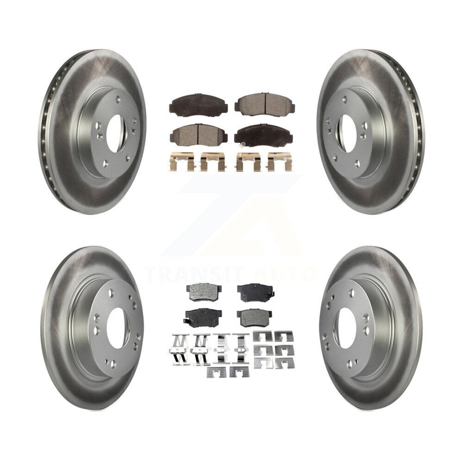 Front Rear Coated Disc Brake Rotors And Ceramic Pads Kit For Acura CSX KGT-100846