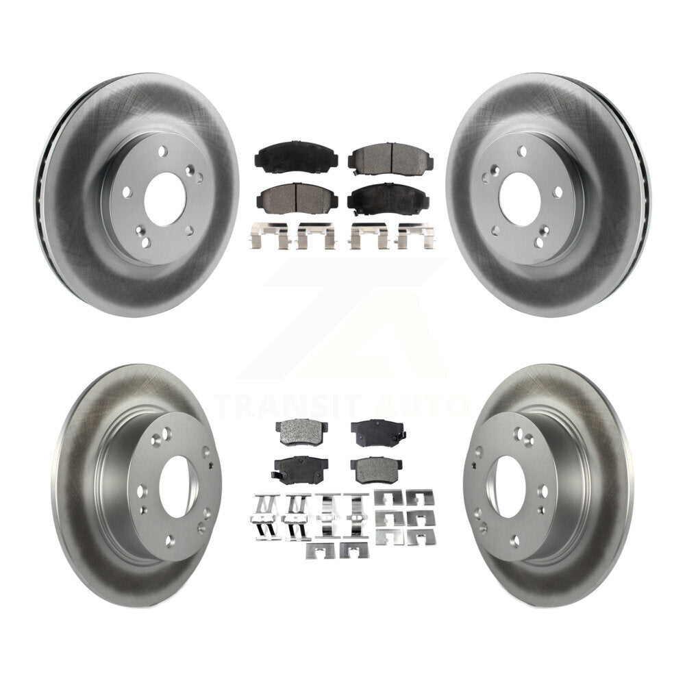 Front Rear Coated Disc Brake Rotors And Ceramic Pads Kit For Honda Accord Acura TSX KGT-100855