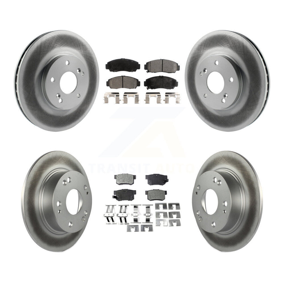 Front Rear Coated Disc Brake Rotors And Ceramic Pads Kit For Honda Accord Acura TSX KGT-100855