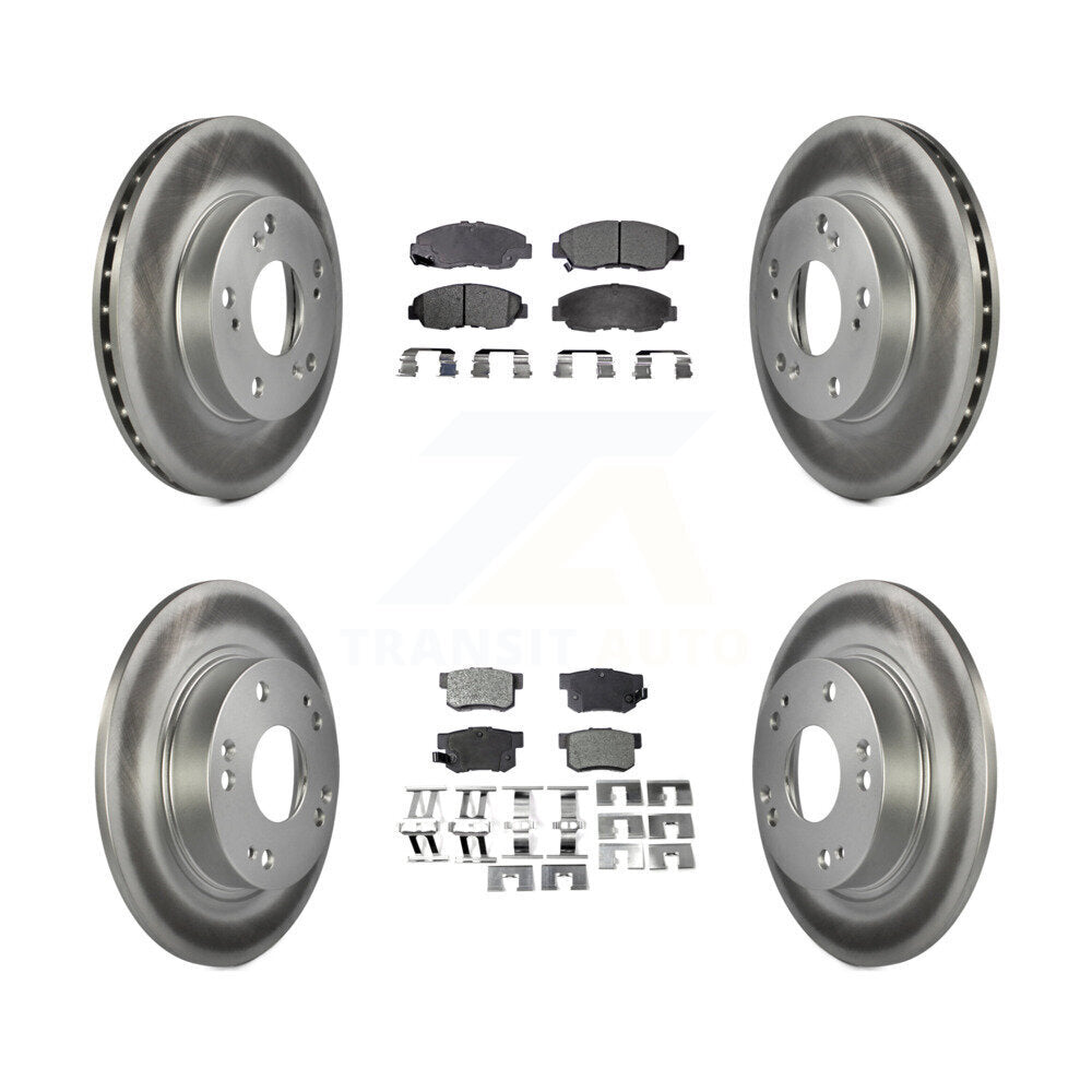 Front Rear Coated Disc Brake Rotors And Ceramic Pads Kit For Honda Civic KGT-100883