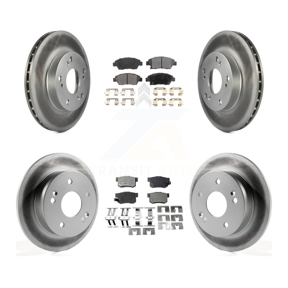 Front Rear Coated Disc Brake Rotors And Ceramic Pads Kit For Honda Civic Acura RSX KGT-100884