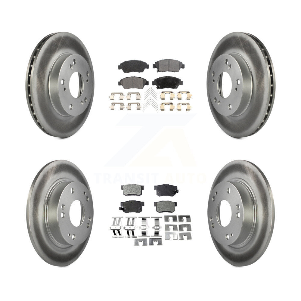 Front Rear Coated Disc Brake Rotors And Ceramic Pads Kit For Honda Civic KGT-100885