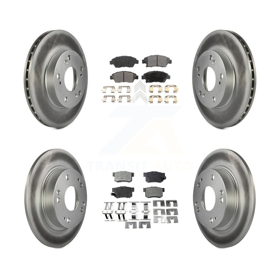 Front Rear Coated Disc Brake Rotors And Ceramic Pads Kit For Honda Civic KGT-100885