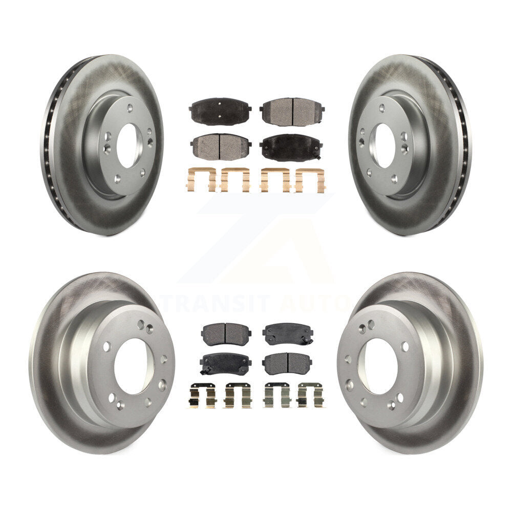 Front Rear Coated Disc Brake Rotors And Ceramic Pads Kit For Hyundai Elantra KGT-100894