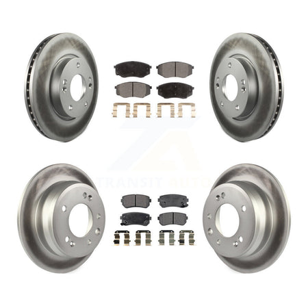 Front Rear Coated Disc Brake Rotors & Ceramic Pad Kit For Hyundai Tucson Kia Sportage FWD KGT-100895