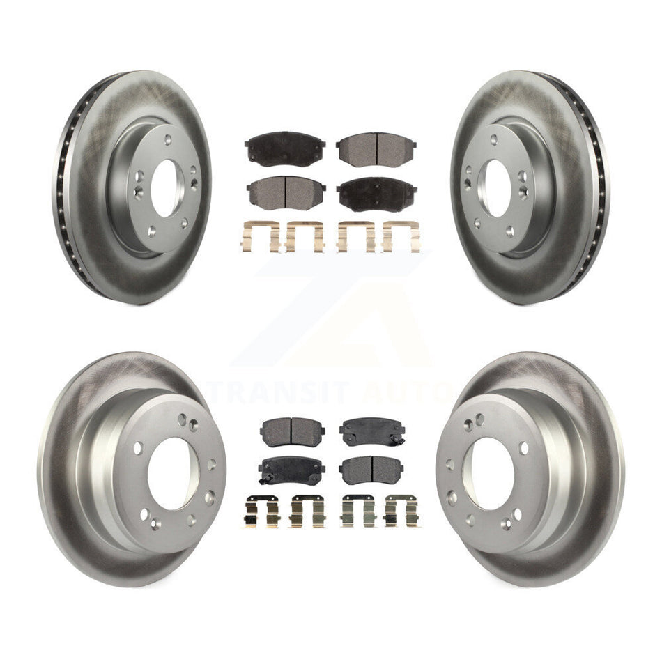 Front Rear Coated Disc Brake Rotors & Ceramic Pad Kit For Hyundai Tucson Kia Sportage FWD KGT-100895