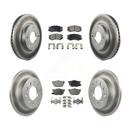 Front Rear Coated Disc Brake Rotors And Ceramic Pads Kit For Hyundai Tiburon KGT-100896