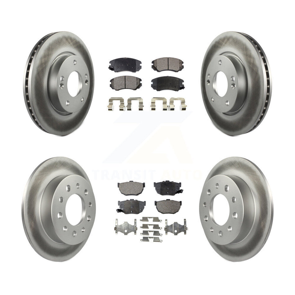 Front Rear Coated Disc Brake Rotors And Ceramic Pads Kit For Hyundai Tiburon KGT-100896