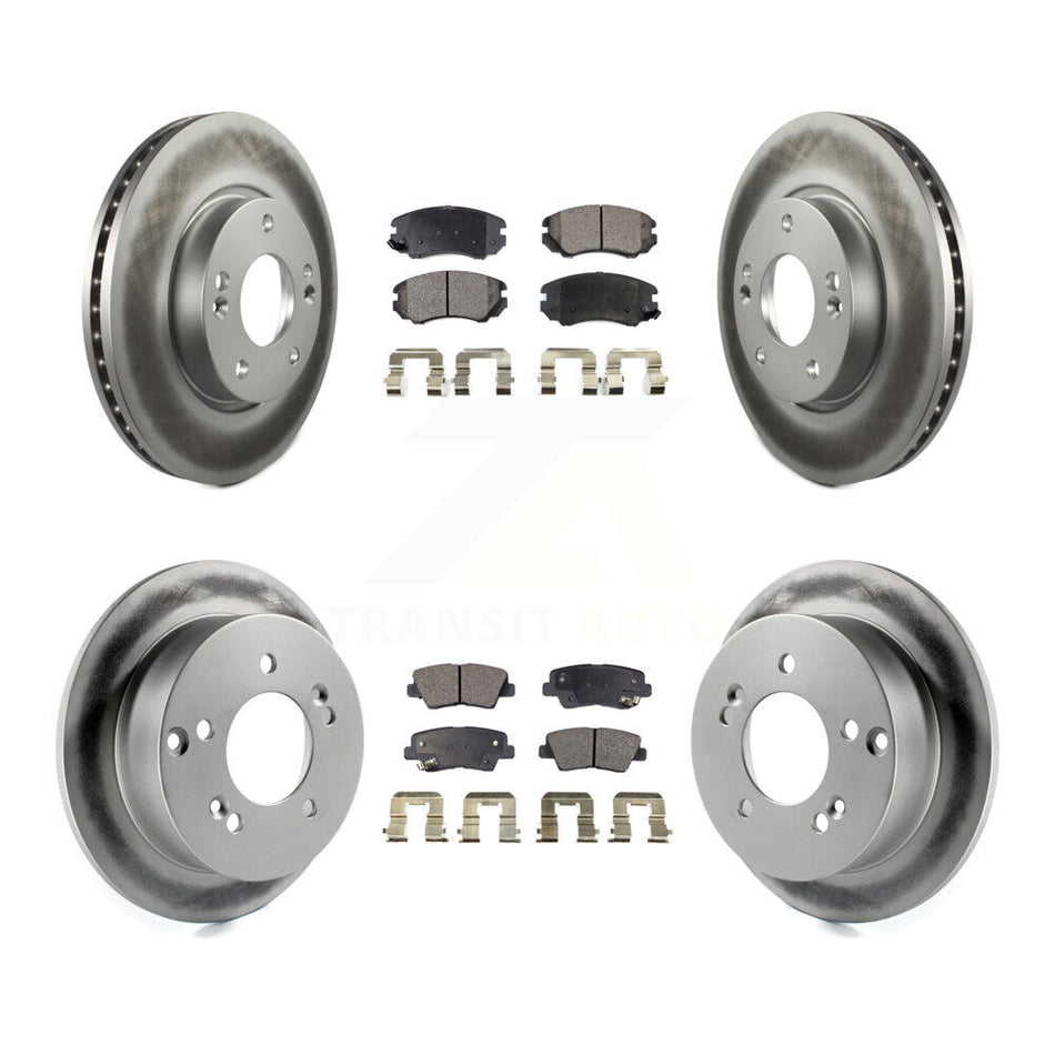 Front Rear Coated Disc Brake Rotors And Ceramic Pads Kit For Hyundai Sonata 2.4L KGT-100898