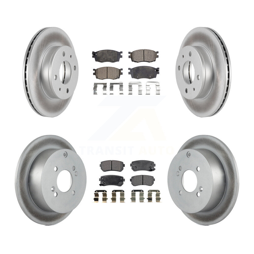 Front Rear Coated Disc Brake Rotors And Ceramic Pad Kit For 2006 Hyundai Accent Hatchback KGT-100932