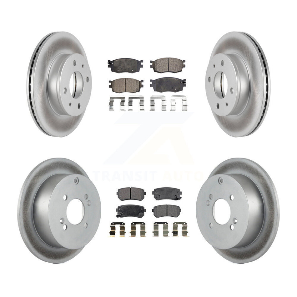 Front Rear Coated Disc Brake Rotors And Ceramic Pad Kit For 2006 Hyundai Accent Hatchback KGT-100932
