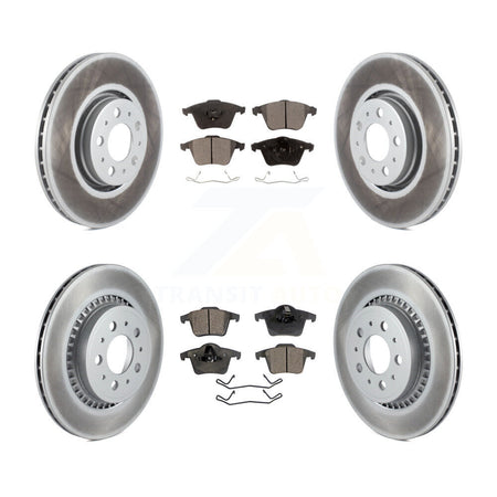 Front Rear Coated Disc Brake Rotors And Ceramic Pads Kit For Volvo XC90 KGT-100938