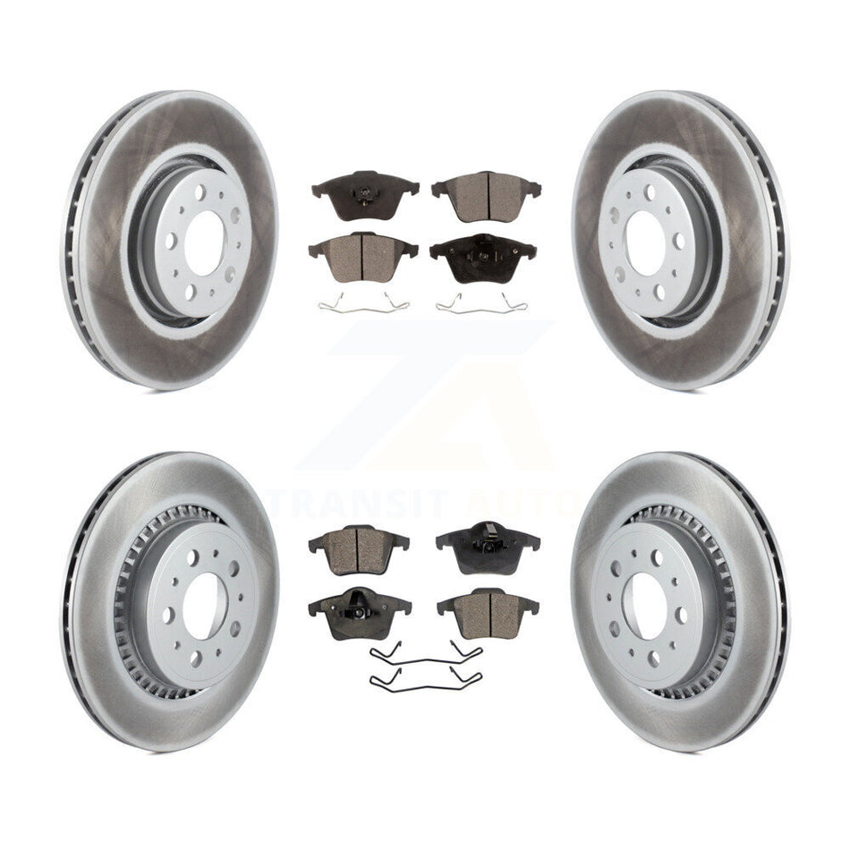 Front Rear Coated Disc Brake Rotors And Ceramic Pads Kit For Volvo XC90 KGT-100938