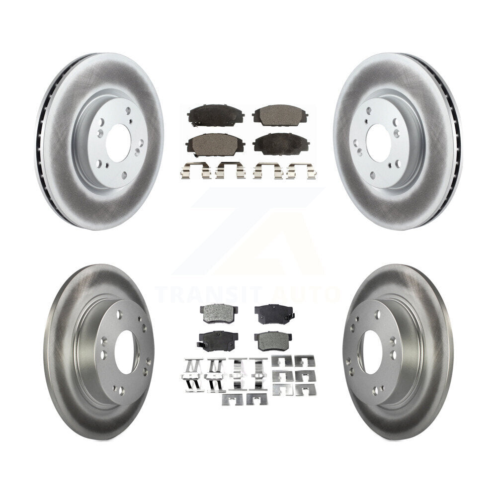 Front Rear Coated Disc Brake Rotors And Ceramic Pads Kit For Honda Civic Acura CSX KGT-100956