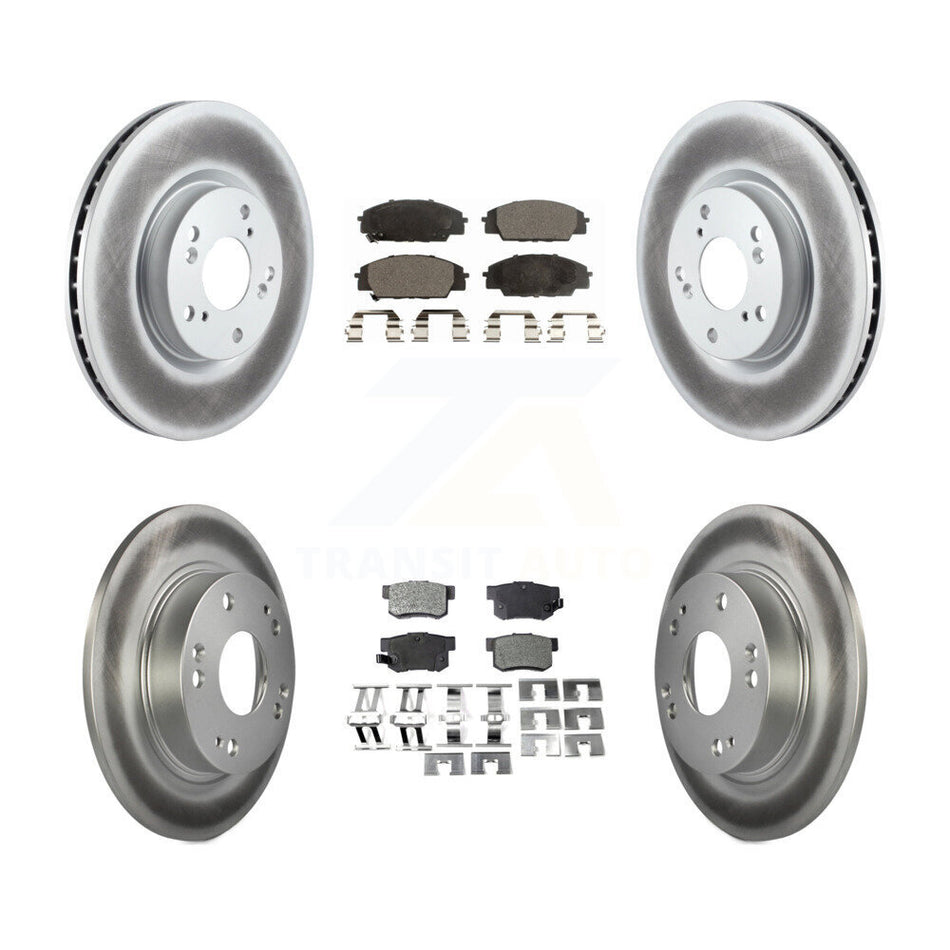 Front Rear Coated Disc Brake Rotors And Ceramic Pads Kit For Honda Civic Acura CSX KGT-100956