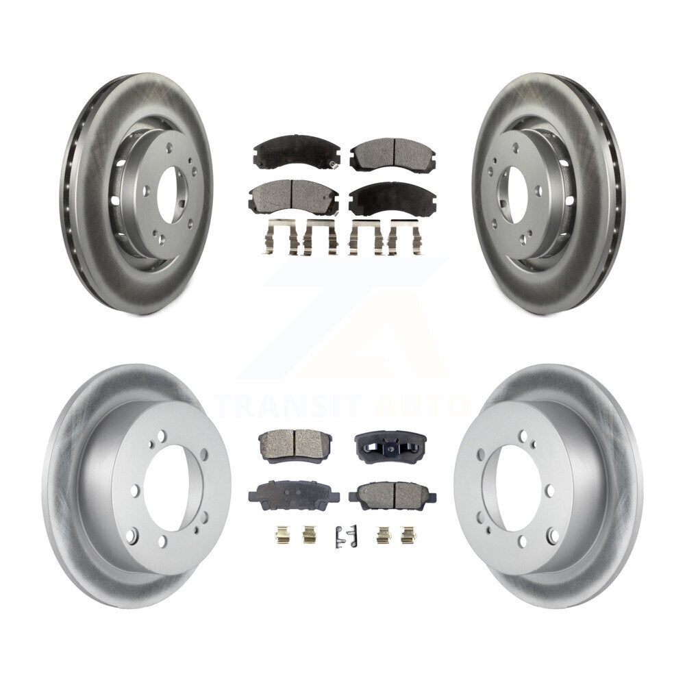 Front Rear Coated Disc Brake Rotor And Ceramic Pad Kit For 2005-2006 Mitsubishi Outlander KGT-100967