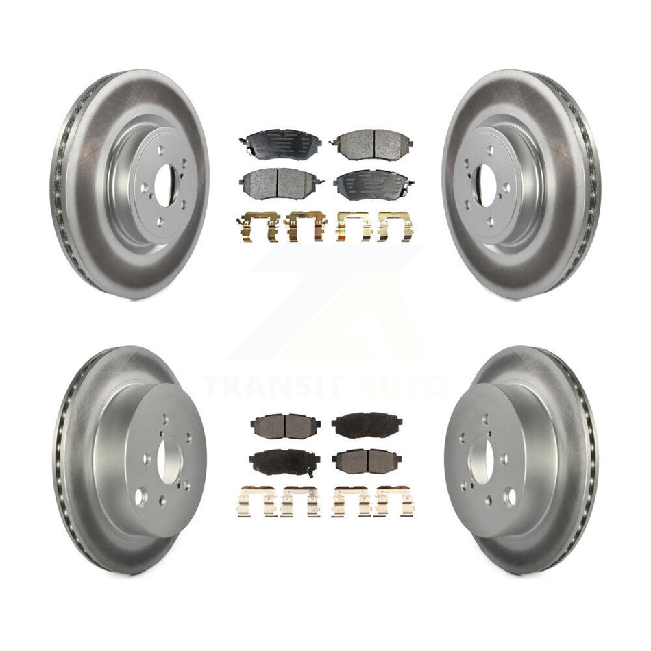 Front Rear Coated Disc Brake Rotor And Ceramic Pad Kit For 2014-2018 Subaru Forester 2.0L KGT-100973