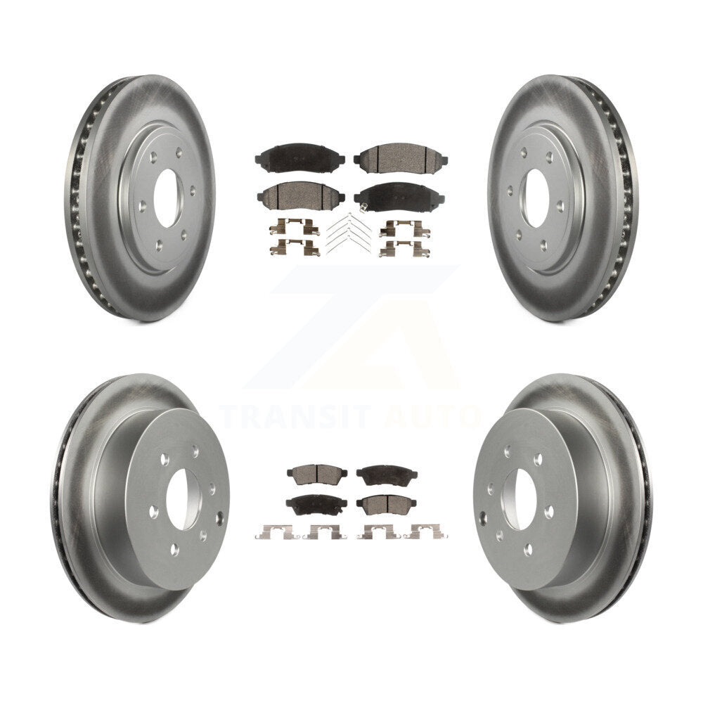 Front Rear Coated Disc Brake Rotor And Ceramic Pad Kit For Nissan Frontier Suzuki Equator KGT-100975