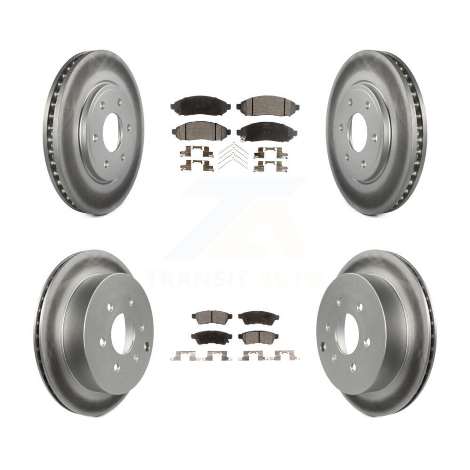 Front Rear Coated Disc Brake Rotor And Ceramic Pad Kit For Nissan Frontier Suzuki Equator KGT-100975