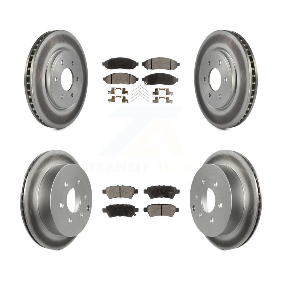Front Rear Coated Disc Brake Rotors And Ceramic Pads Kit For 2006-2007 Nissan Xterra KGT-100978