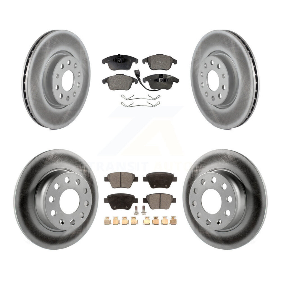Front Rear Coated Disc Brake Rotors And Ceramic Pads Kit For 2012-2014 Volkswagen Passat KGT-100990