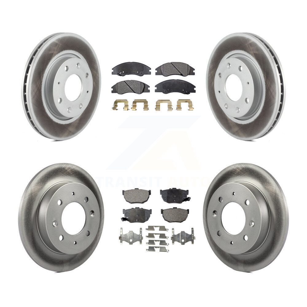 Front Rear Coated Disc Brake Rotors And Ceramic Pads Kit For Kia Spectra Spectra5 KGT-100991