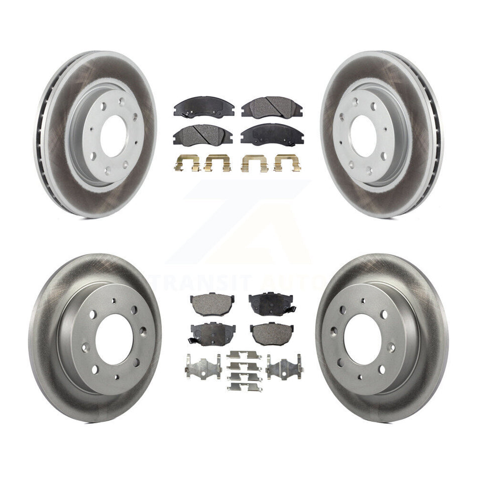 Front Rear Coated Disc Brake Rotors And Ceramic Pads Kit For Kia Spectra Spectra5 KGT-100991