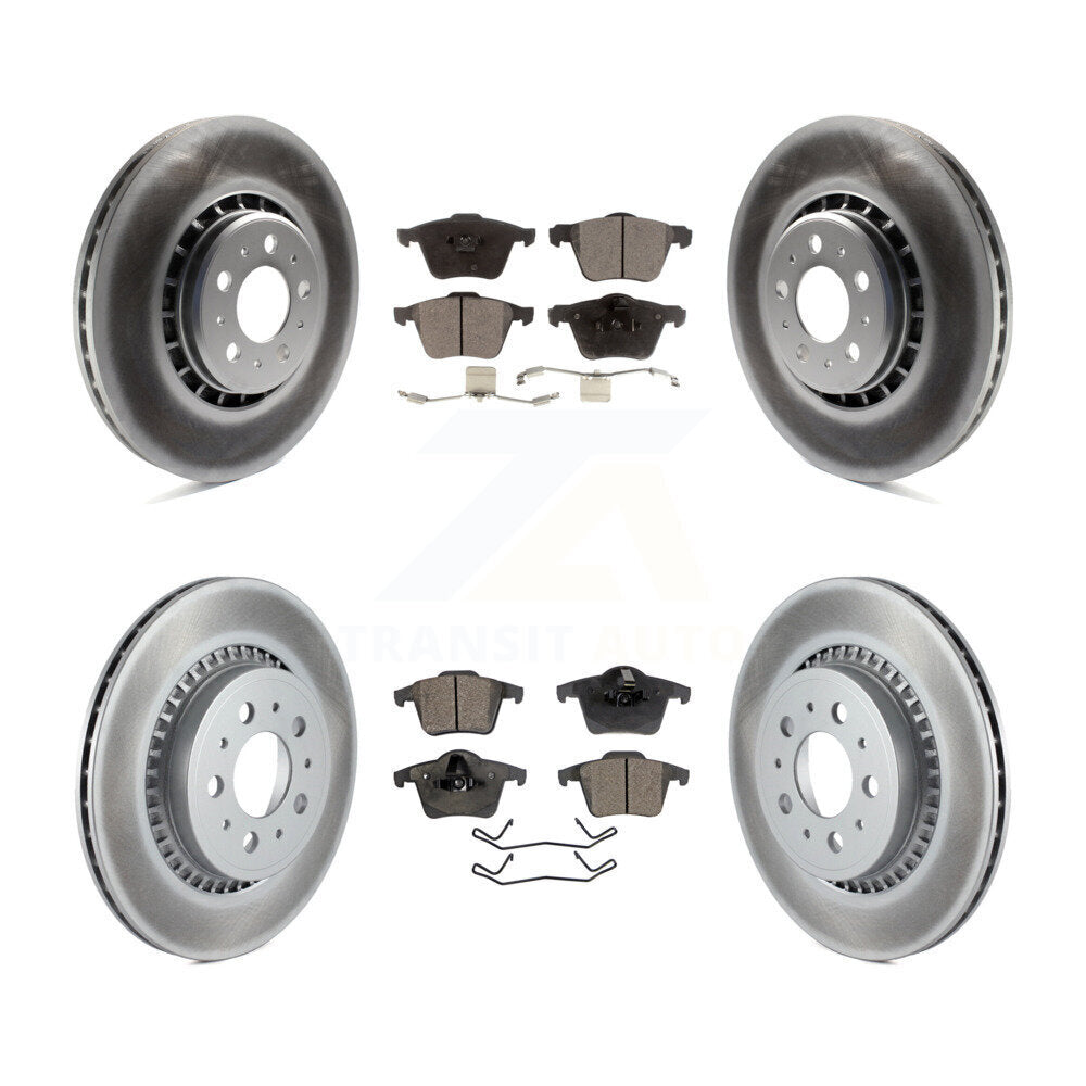 Front Rear Coated Disc Brake Rotors And Ceramic Pads Kit For Volvo XC90 KGT-100996
