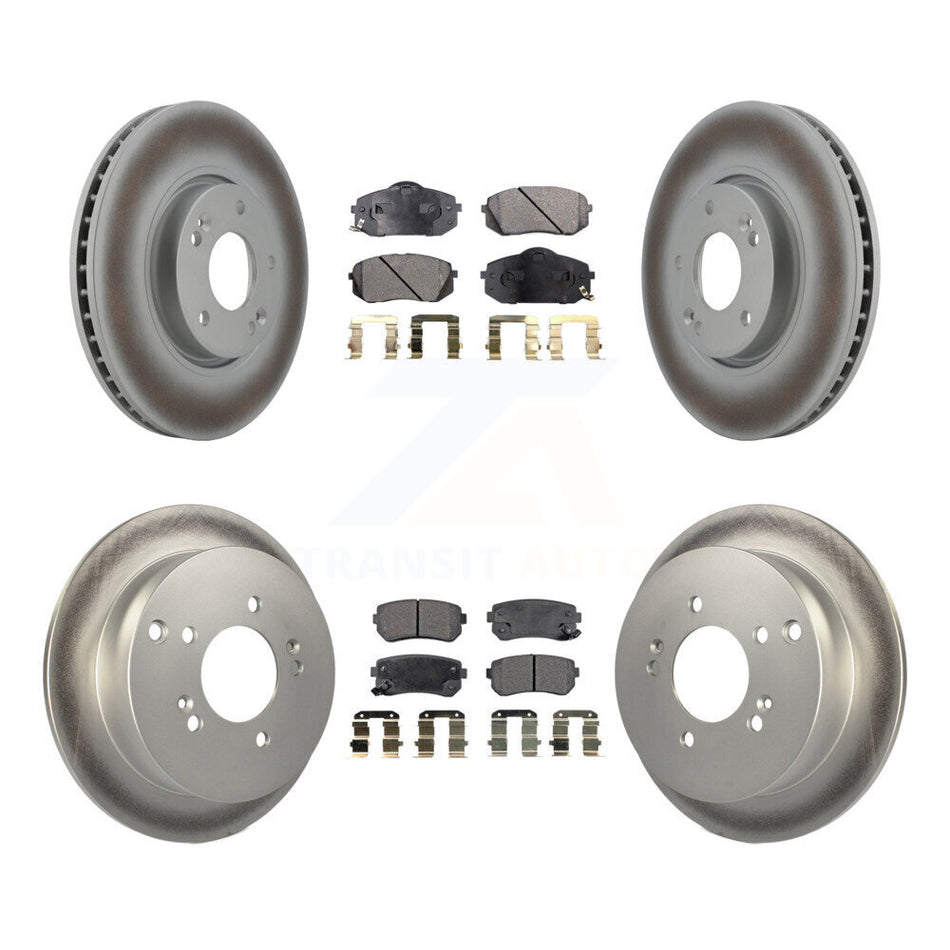 Front Rear Coated Disc Brake Rotors And Ceramic Pads Kit For Hyundai Tucson Kia Sportage KGT-101010